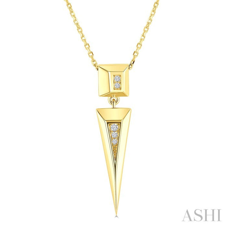 1/50 Ctw Pyramid Round Cut Diamond Fashion Pendant in 14K Yellow Gold