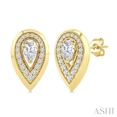 1/2 Ctw Open Window Pear and Round Cut Golden Glow Diamond Fashion Pendant in 14K Yellow Gold