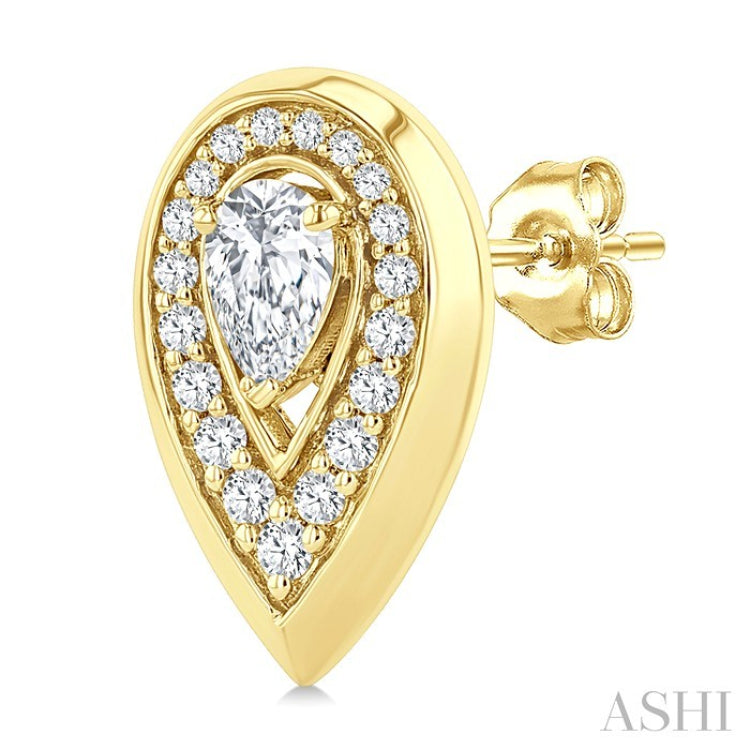 1/2 Ctw Open Window Pear and Round Cut Golden Glow Diamond Fashion Pendant in 14K Yellow Gold