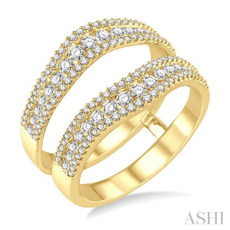 7/8 Ctw Round Cut Diamond Insert Ring in 14K Yellow Gold