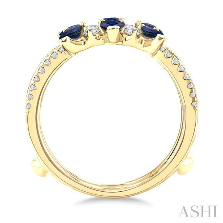 4X3 MM Pear Cut Sapphire and 1/3 Ctw Round Cut Diamond Precious Insert Ring in 14K Yellow Gold
