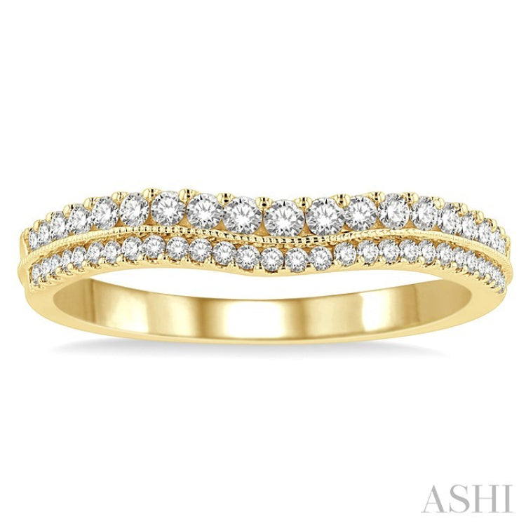 1/3 Ctw Twin Row Round Cut Diamond Wedding Band in 14K Yellow Gold