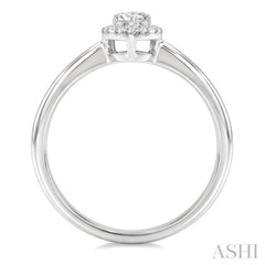1/4 Ctw Heart and Round Cut Diamond Fashion Halo Ring in 14K White Gold