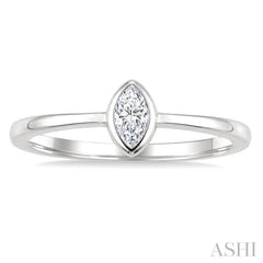 1/5 Ctw Bezel Set Marquise Cut Diamond Fashion Ring in 14K White Gold