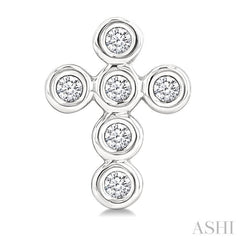 1/10 Ctw Bezel Set Cross Petite Round Cut Diamond Earrings in 10K White Gold