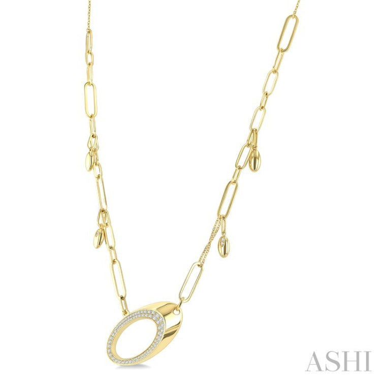 5/8 Ctw Paperclip Link Round Cut Diamond Fashion Necklace in 14K Yellow Gold