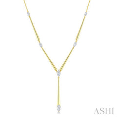 1 Ctw Marquise Cut Diamond Tapered Bar Necklace in 14K Yellow Gold