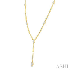 1 Ctw Marquise Cut Diamond Teardrop Bar Necklace in 14K Yellow Gold