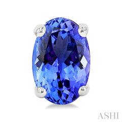 6X4MM Oval Cut Tanzanite Precious Stud Earring in 14K White Gold