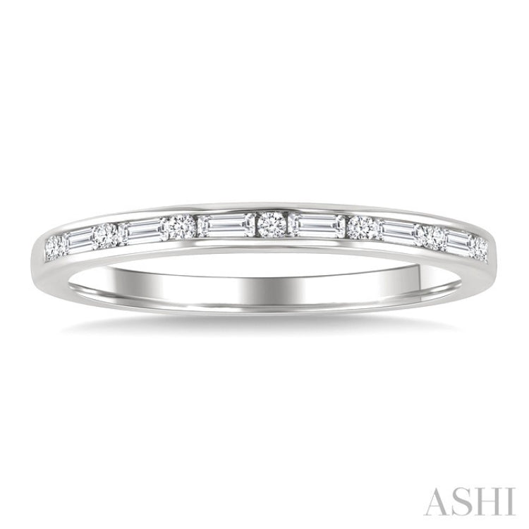 1/5 Ctw Baguette and Round Cut Diamond Stackable Fashion Band in 10K White Gold