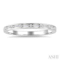 1/5 Ctw Baguette and Round Cut Diamond Stackable Fashion Band in 10K White Gold