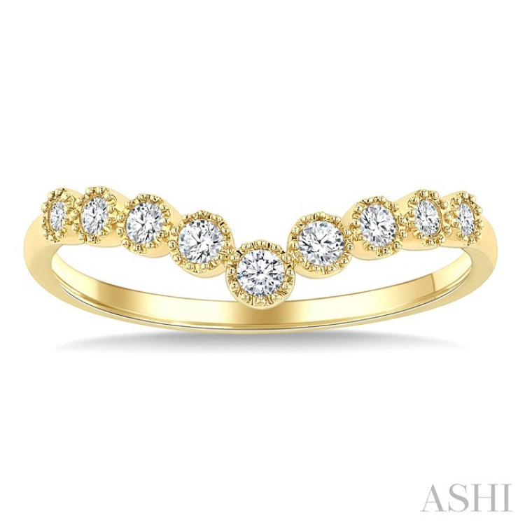 1/5 Ctw Chevron Bezel Set Round Cut Diamond Fashion Band in 10K Yellow Gold