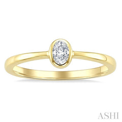 1/5 Ctw Bezel Set Oval Cut Diamond Fashion Ring in 14K Yellow Gold
