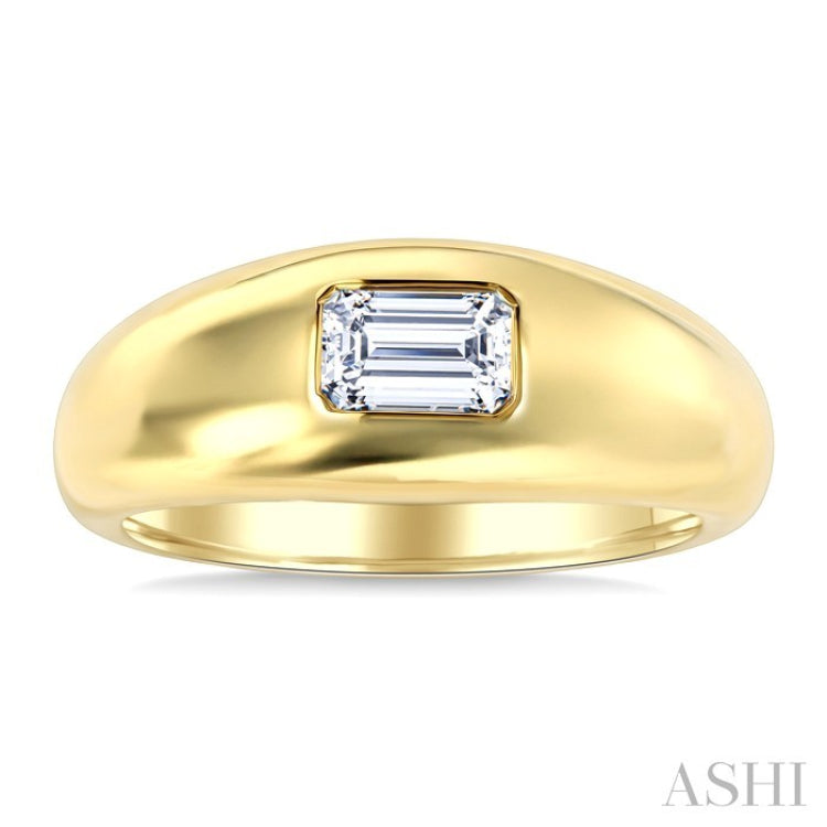 1/2 Ctw East-West Set Octagon Cut Diamond Aeris Gold Solitaire Fashion Ring in 14K Yellow Gold