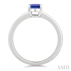 7X5MM Octagon Shape Tanzanite Precious Solitaire Ring in 14K White Gold