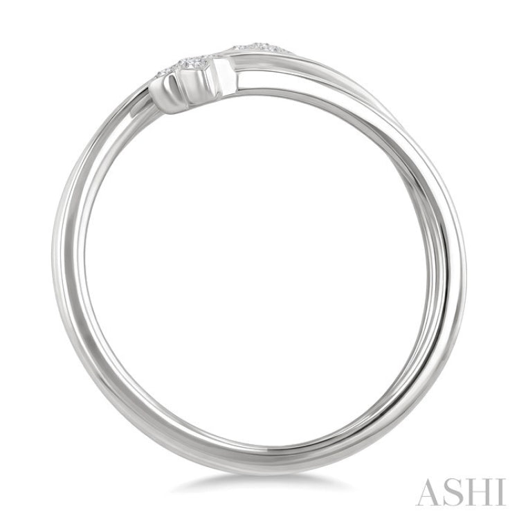 1/20 Ctw Split Double Clover Coil Round Cut Diamond Open Fashion Ring in 10K White Gold