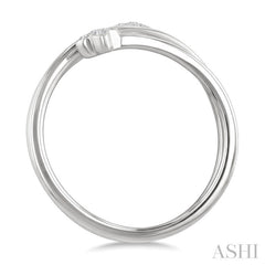 1/20 Ctw Split Double Clover Coil Round Cut Diamond Open Fashion Ring in 10K White Gold