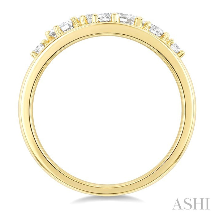 3/4 Ctw Mixed Diamond Cut Fashion Wide Band in 14K Yellow Gold