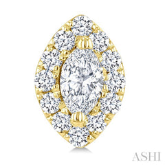 1/4 Ctw Marquise and Round Cut Diamond Fashion Halo Stud Earrings in 14K Yellow Gold