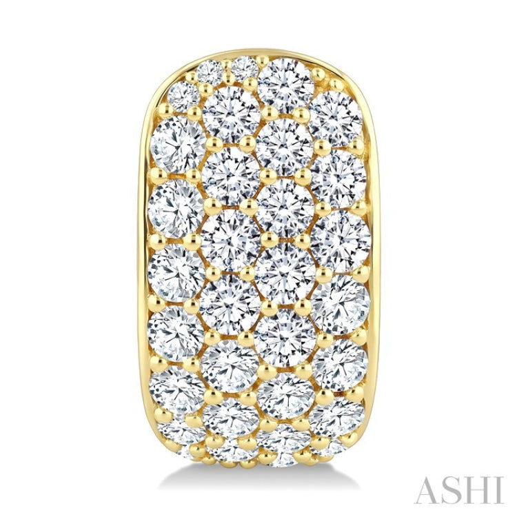 2 3/4 Ctw 4 Row Round Cut Diamond Fashion Half Hoop Earrings in 14K Yellow Gold