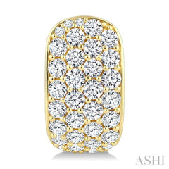 2 3/4 Ctw 4 Row Round Cut Diamond Fashion Half Hoop Earrings in 14K Yellow Gold