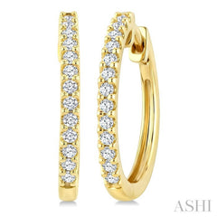 1/3 Ctw Round Cut Diamond Hoop Earrings in 14K Yellow Gold