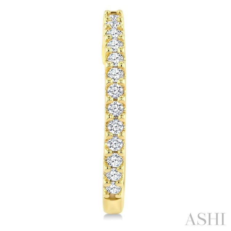 1/3 Ctw Round Cut Diamond Hoop Earrings in 14K Yellow Gold