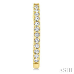 1/3 Ctw Round Cut Diamond Hoop Earrings in 14K Yellow Gold
