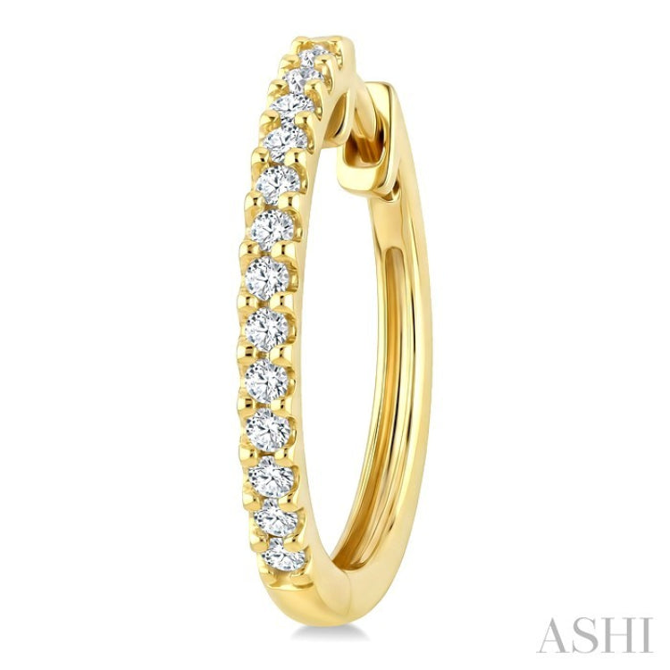 1/3 Ctw Round Cut Diamond Hoop Earrings in 14K Yellow Gold