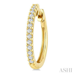 1/3 Ctw Round Cut Diamond Hoop Earrings in 14K Yellow Gold