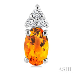 1/20 Ctw Oval Cut 5X3 MM Citrine and Round Cut Diamond semi-precious Earrings in 10K White Gold