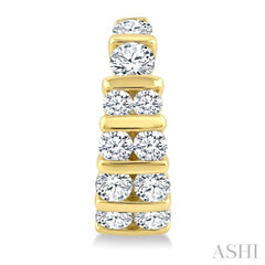 1 Ctw Channel Set Round Cut Diamond Hoop Earrings in 14K Yellow Gold