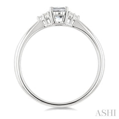 1/20 Ctw Oval Cut 6X4 MM White Topaz and Round Cut Diamond semi-precious Ring in 10K White Gold