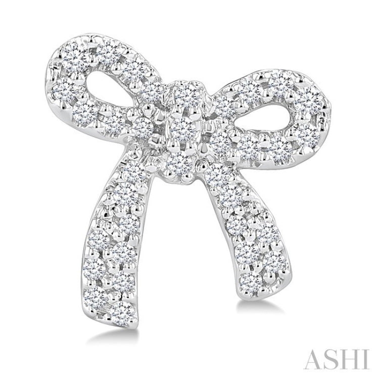 1/4 Ctw Round Cut Diamond Bow Petite Fashion Earrings in 10K White Gold