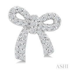 1/4 Ctw Round Cut Diamond Bow Petite Fashion Earrings in 10K White Gold