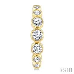 1/2 Ctw Graduated Bezel Set Round Cut Diamond Fashion Hoop Earrings in 14K Yellow Gold