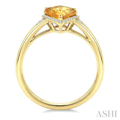 16X7 MM Evoque Gemstone Kite Shape Citrine and 1/6 Ctw Round Cut Diamond Semi-Precious Ring in 10K Yellow Gold