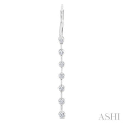 1/2 Ctw Round Cut Diamond Fashion Long Earrings in 14K White Gold