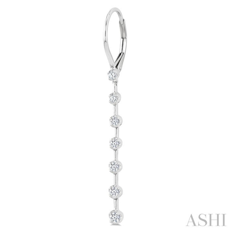 1/2 Ctw Round Cut Diamond Fashion Long Earrings in 14K White Gold