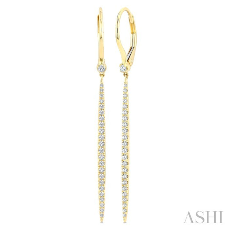 1/3 Ctw Round Cut Diamond Fashion Long Earrings in 14K Yellow Gold