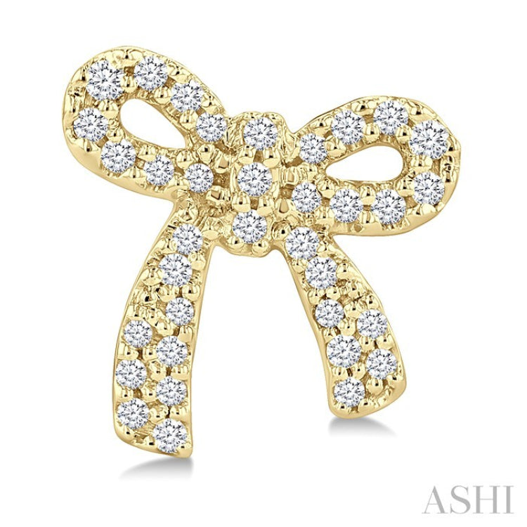 1/4 Ctw Round Cut Diamond Bow Petite Fashion Earrings in 10K Yellow Gold
