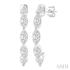 3/4 Ctw Marquise Cut Diamond Fashion Half Hoop Earring in 14K White Gold