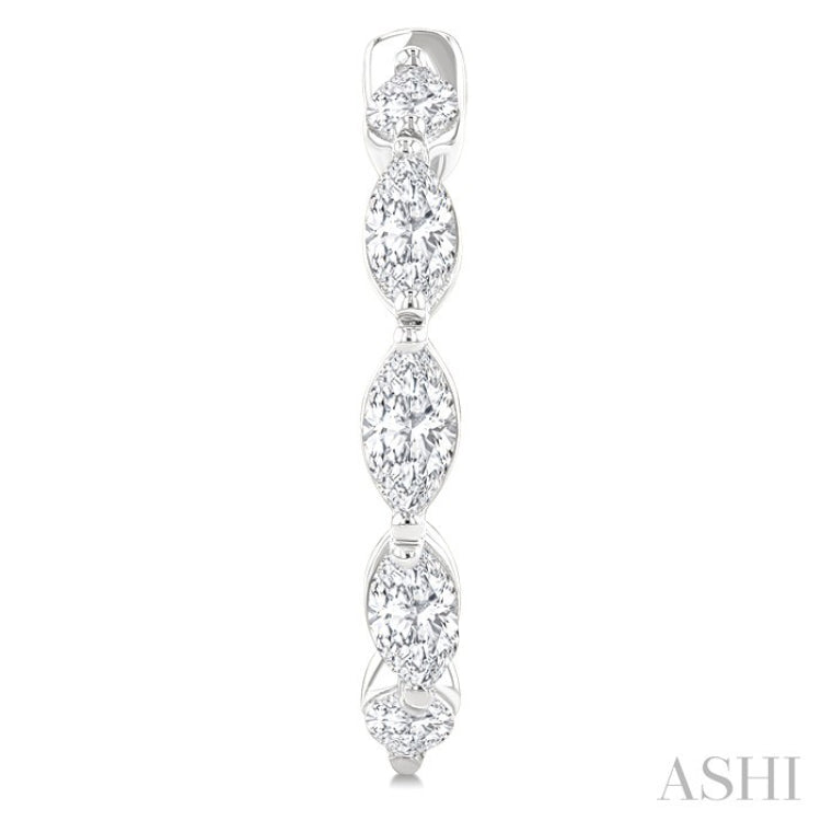 3/4 Ctw Marquise Cut Diamond Fashion Half Hoop Earring in 14K White Gold