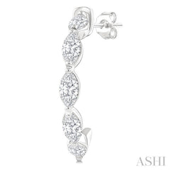 3/4 Ctw Marquise Cut Diamond Fashion Half Hoop Earring in 14K White Gold