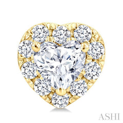 1/3 Ctw Heart and Round Cut Diamond Fashion Halo Stud Earrings in 14K Yellow Gold