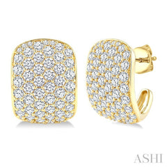 4 Ctw 6 Row Round Cut Diamond Fashion Half Hoop Earrings in 14K Yellow Gold