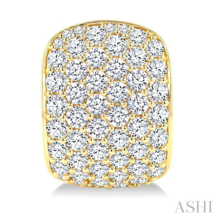 4 Ctw 6 Row Round Cut Diamond Fashion Half Hoop Earrings in 14K Yellow Gold