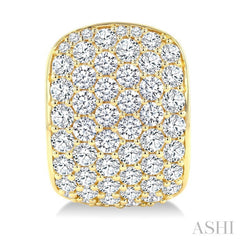 4 Ctw 6 Row Round Cut Diamond Fashion Half Hoop Earrings in 14K Yellow Gold