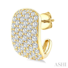 4 Ctw 6 Row Round Cut Diamond Fashion Half Hoop Earrings in 14K Yellow Gold