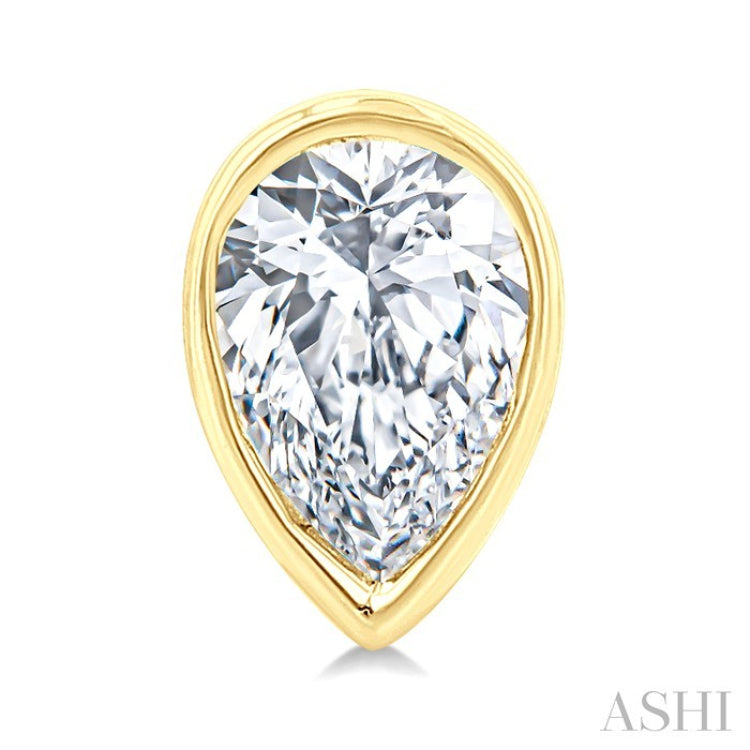 1/5 Ctw Petite Bezel Set Pear Cut Diamond Fashion Stud Earring in 14K Yellow Gold